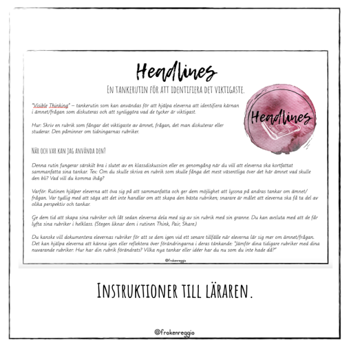 Headlines - Visible Thinking rutin