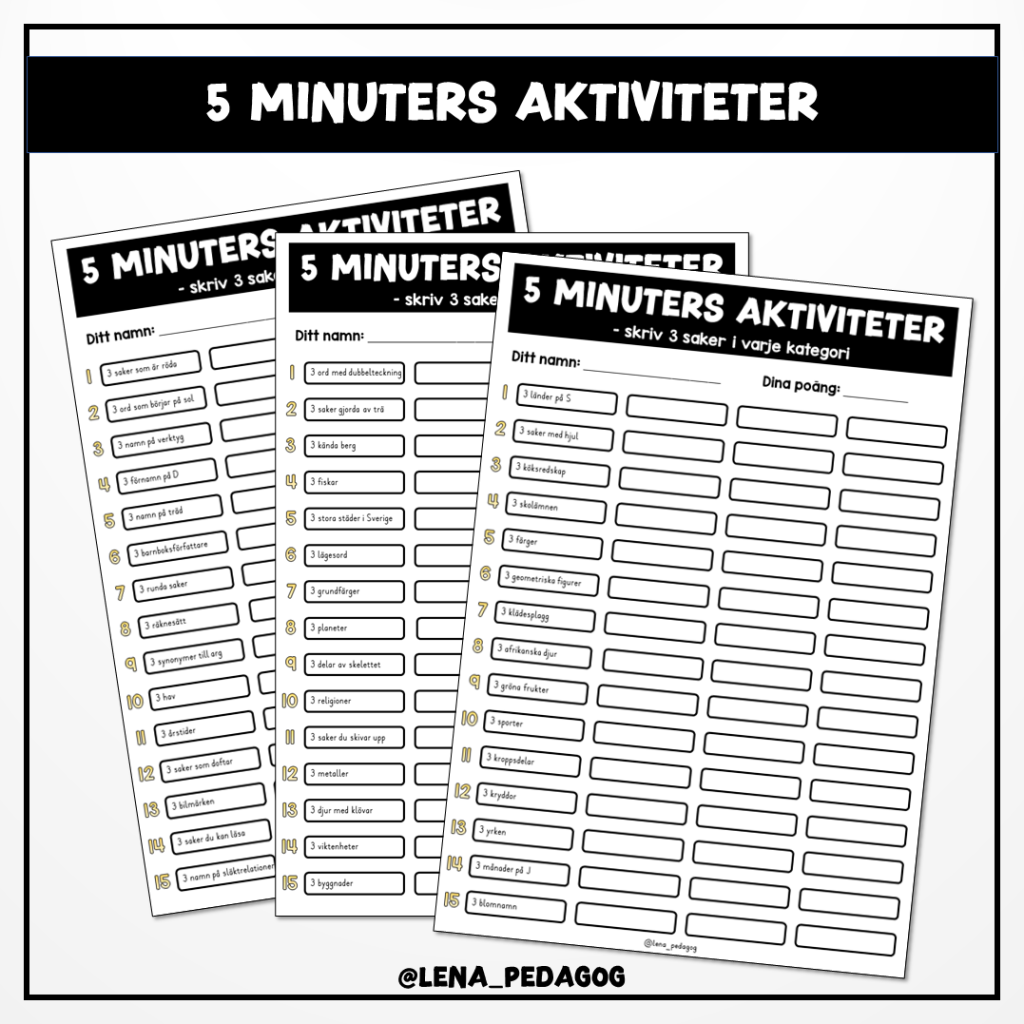 5 minuters aktiviteter