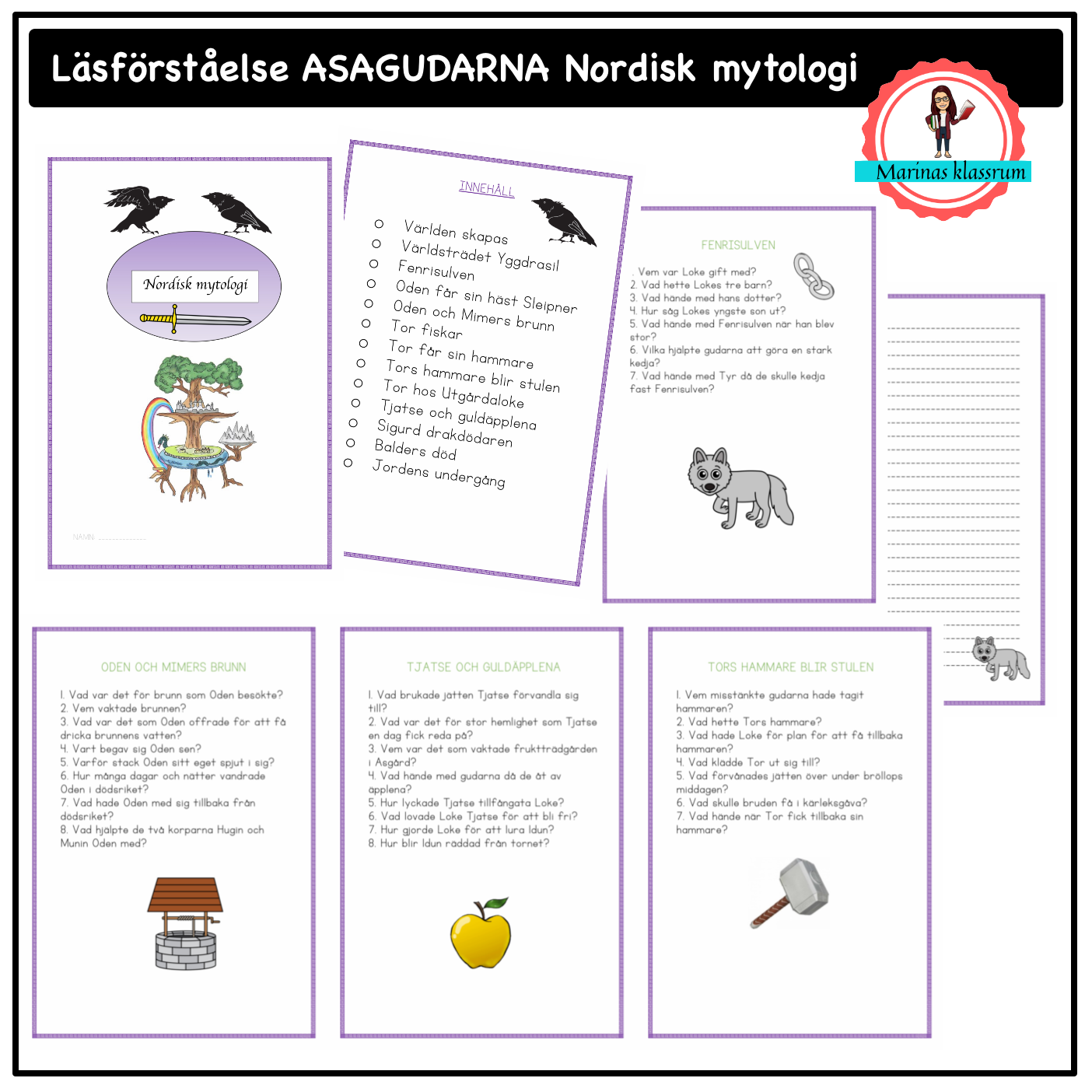 Nordisk mytologi arbetshäfte - läsförståelse