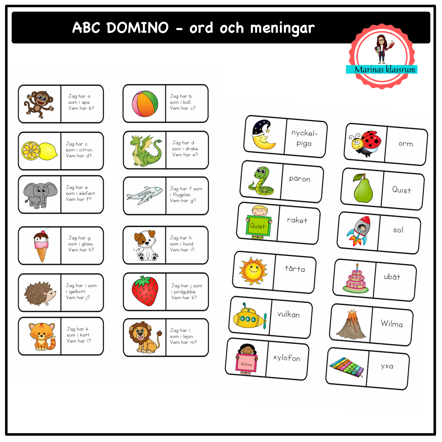 Domino med alfabetet