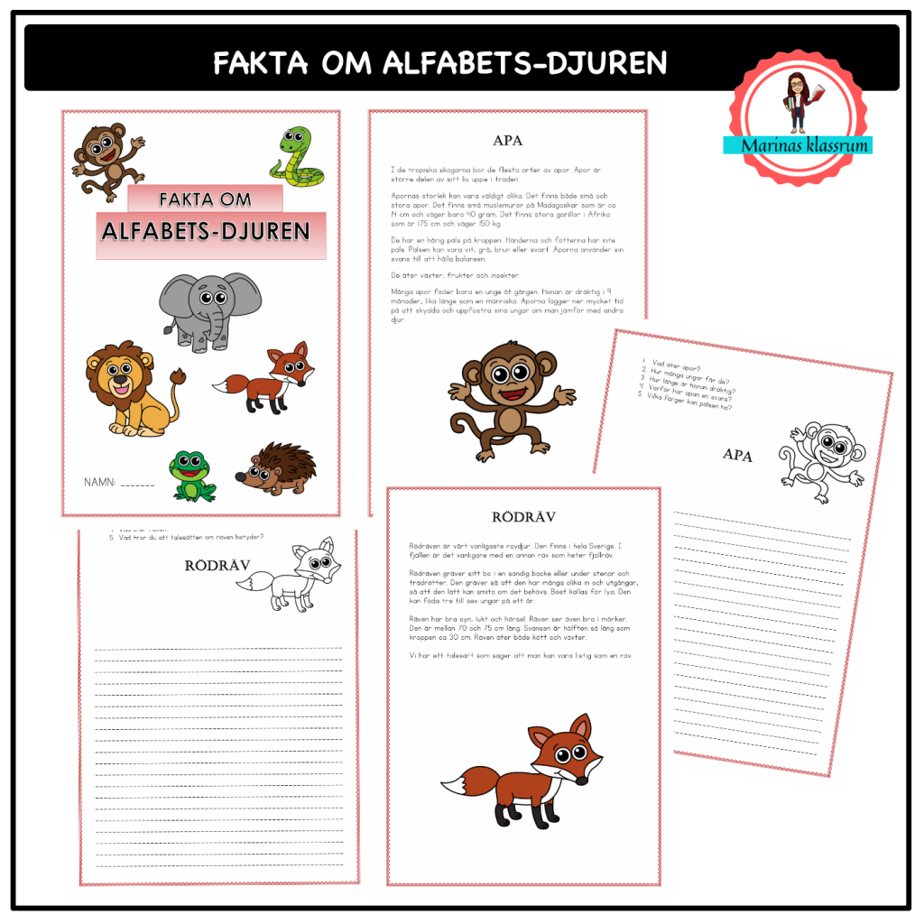 Faktatexter om djur från A-Ö