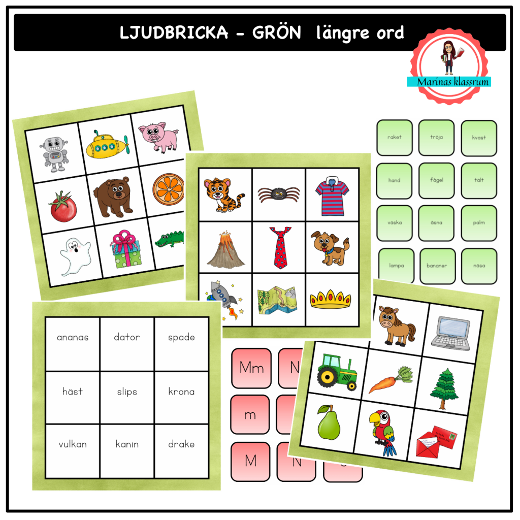 Ljudbrickor grön – längre ord
