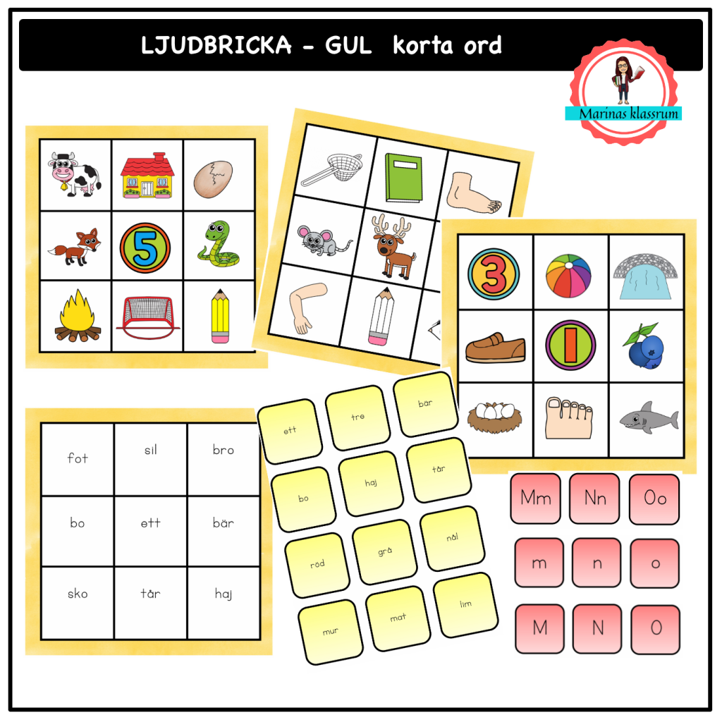 Ljudbrickor gul – enkla ord