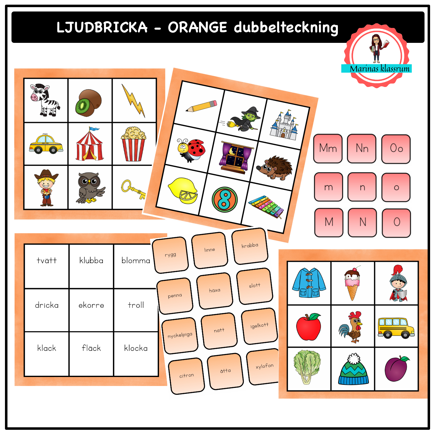 Ljudbrickor orange - dubbelteckning