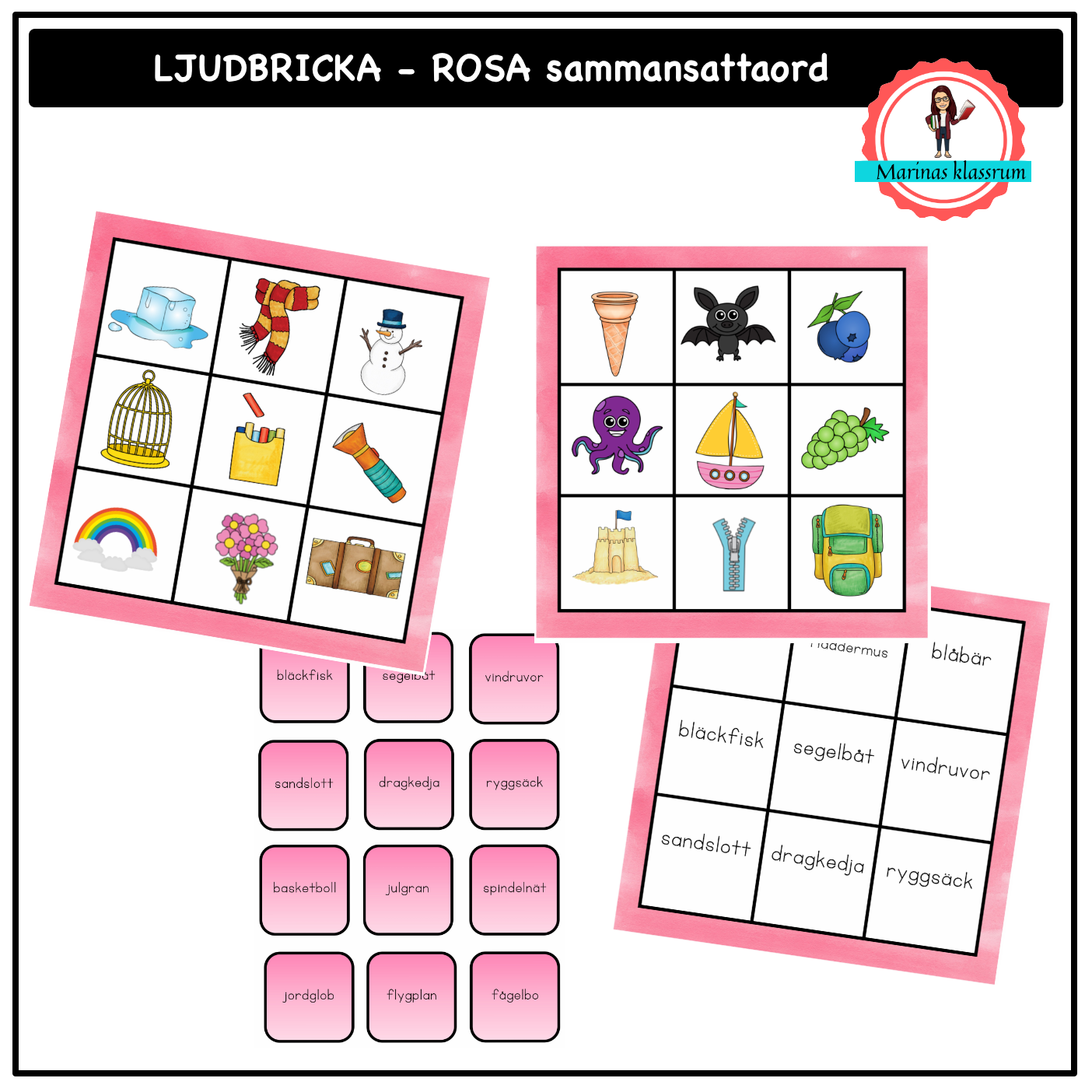 Ljudbrickor rosa - sammansattaord