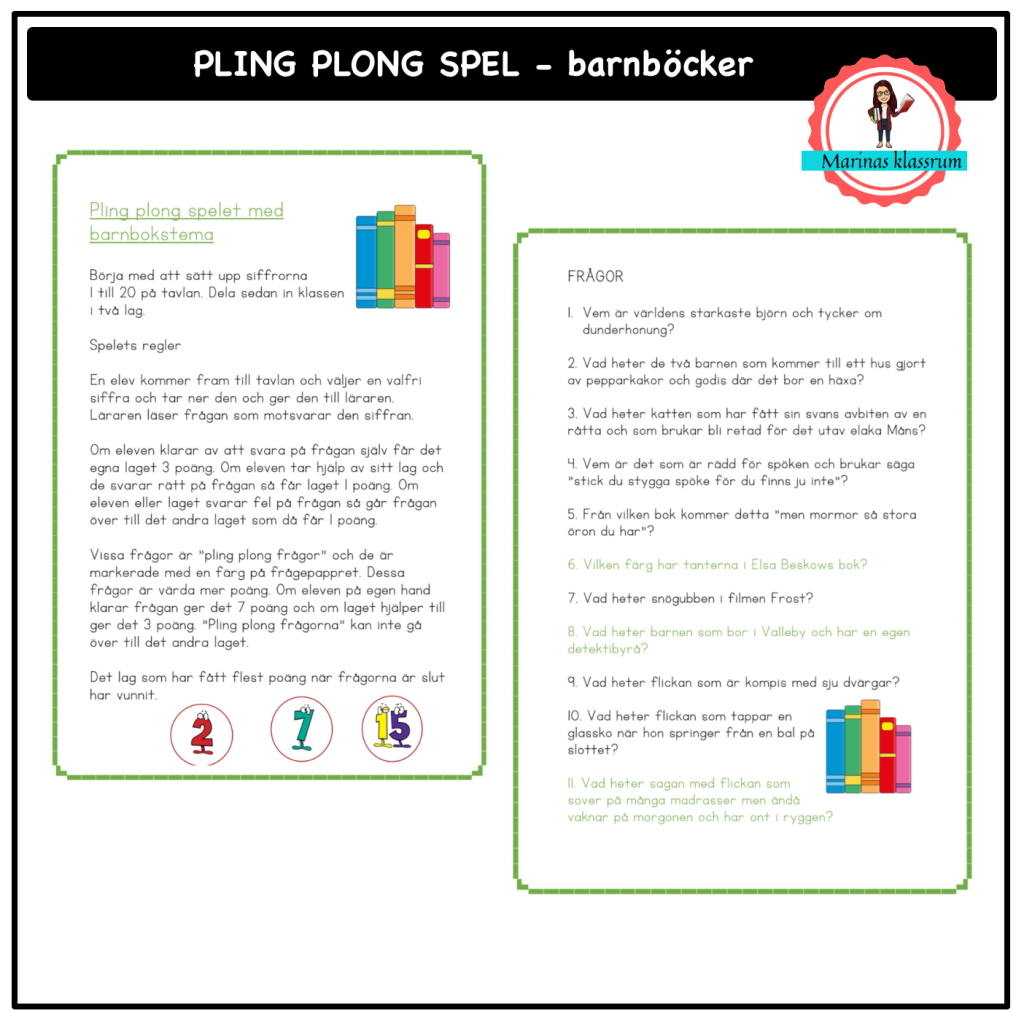 Pling plong spel tema barnböcker