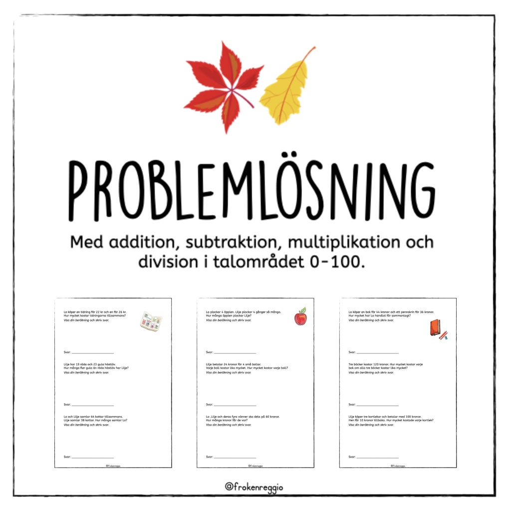 Problemlösning – addition, subtraktion, multiplikation och division 0-100