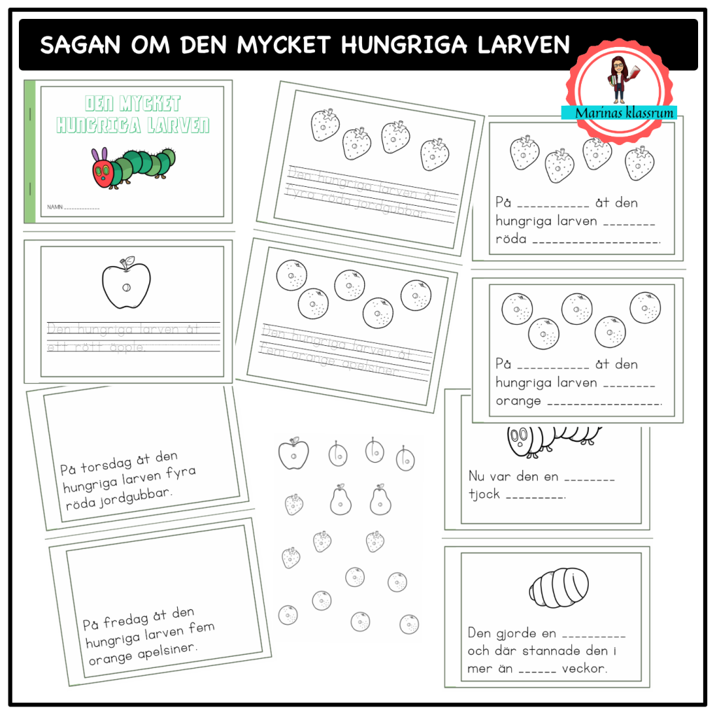 Den mycket hungriga larven – gör din egen saga