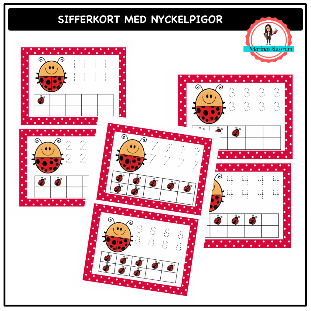 Sifferkort med nyckelpiga