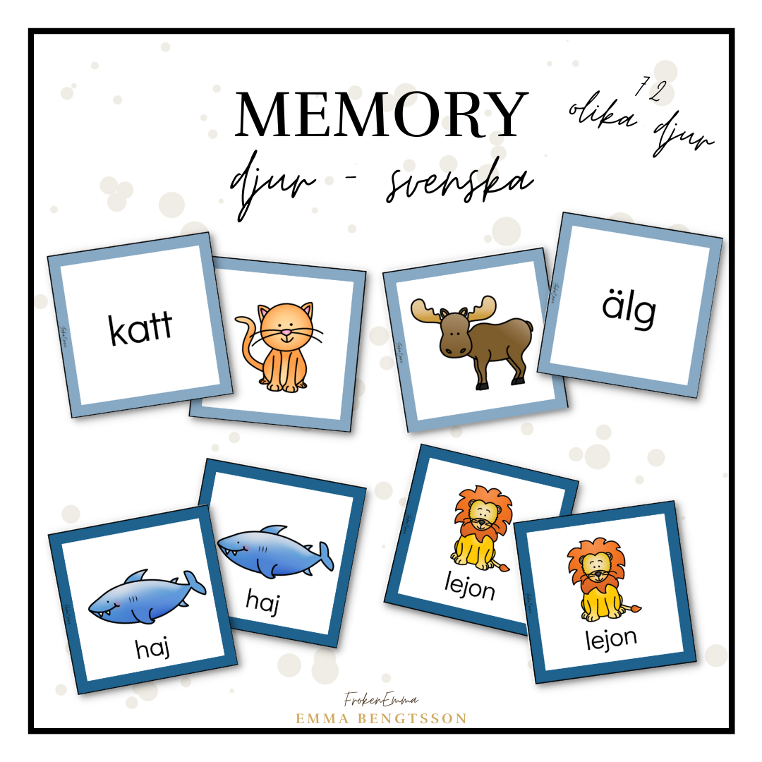 Memory - djur svenska