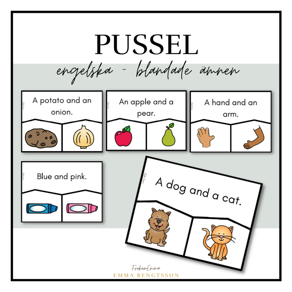 Pussel – engelska läs meningen och hitta orden