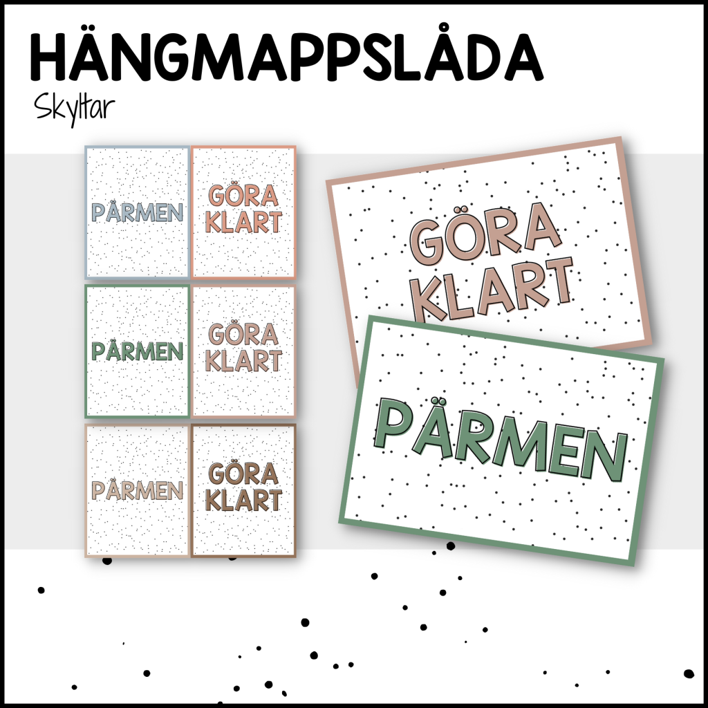 Skyltar till hängmappslådor