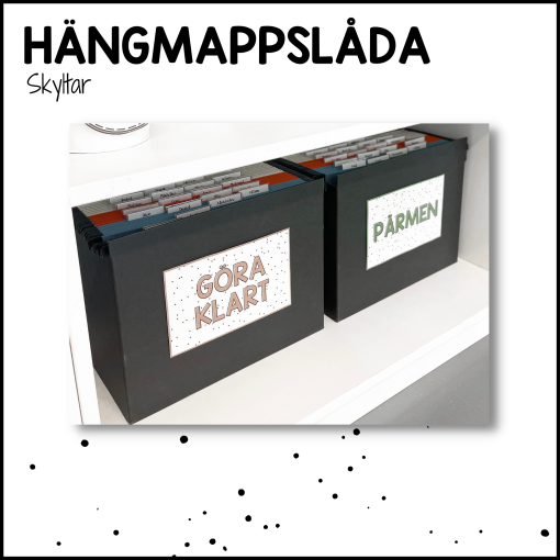 Skyltar till hängmappslådor