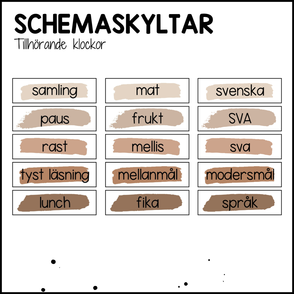 NUDE: schemaskyltar + klockor