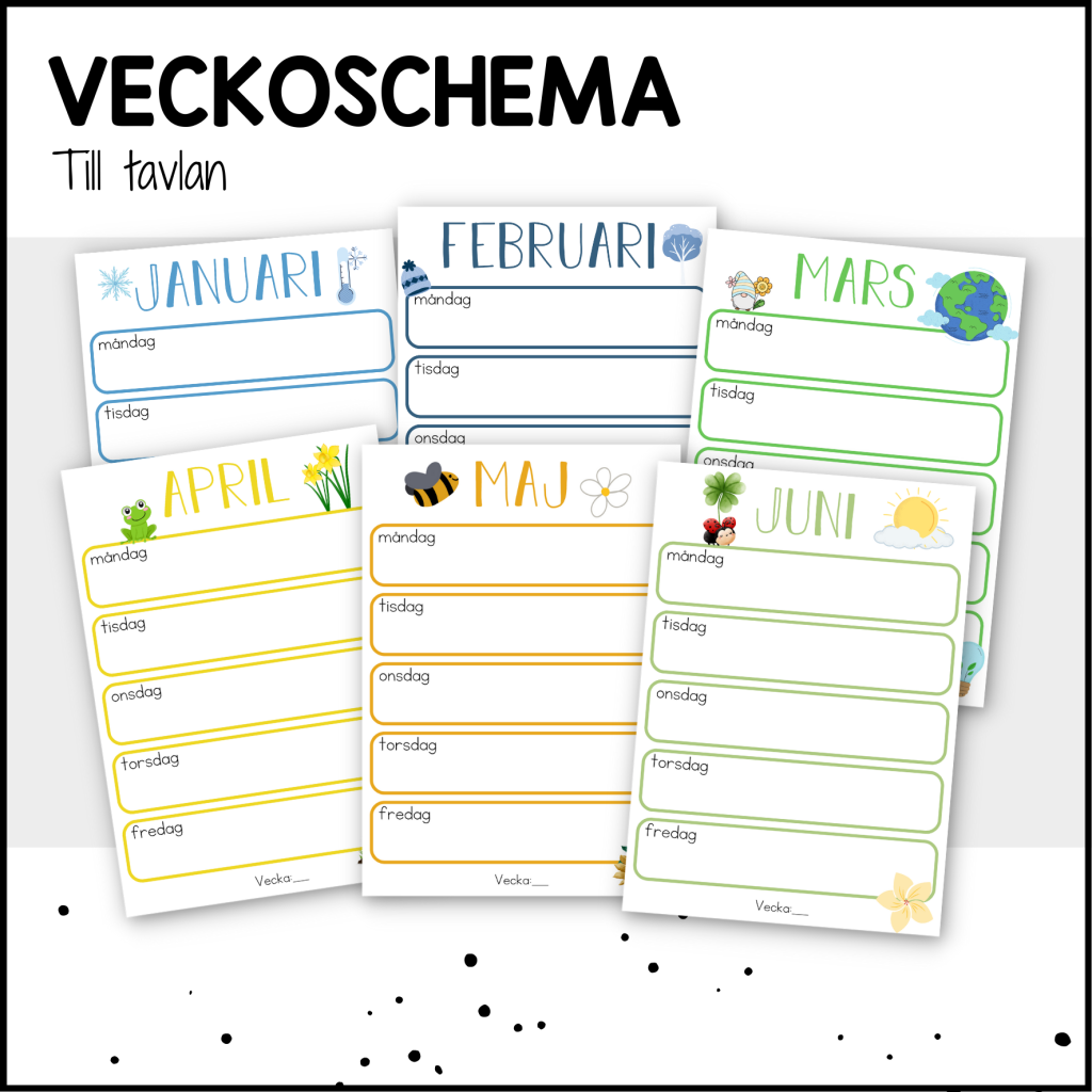 Veckoschema till tavlan: 12 månader