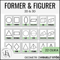 Posters: Geometriska former och figurer 2D & 3D (grön - bubbelgum)