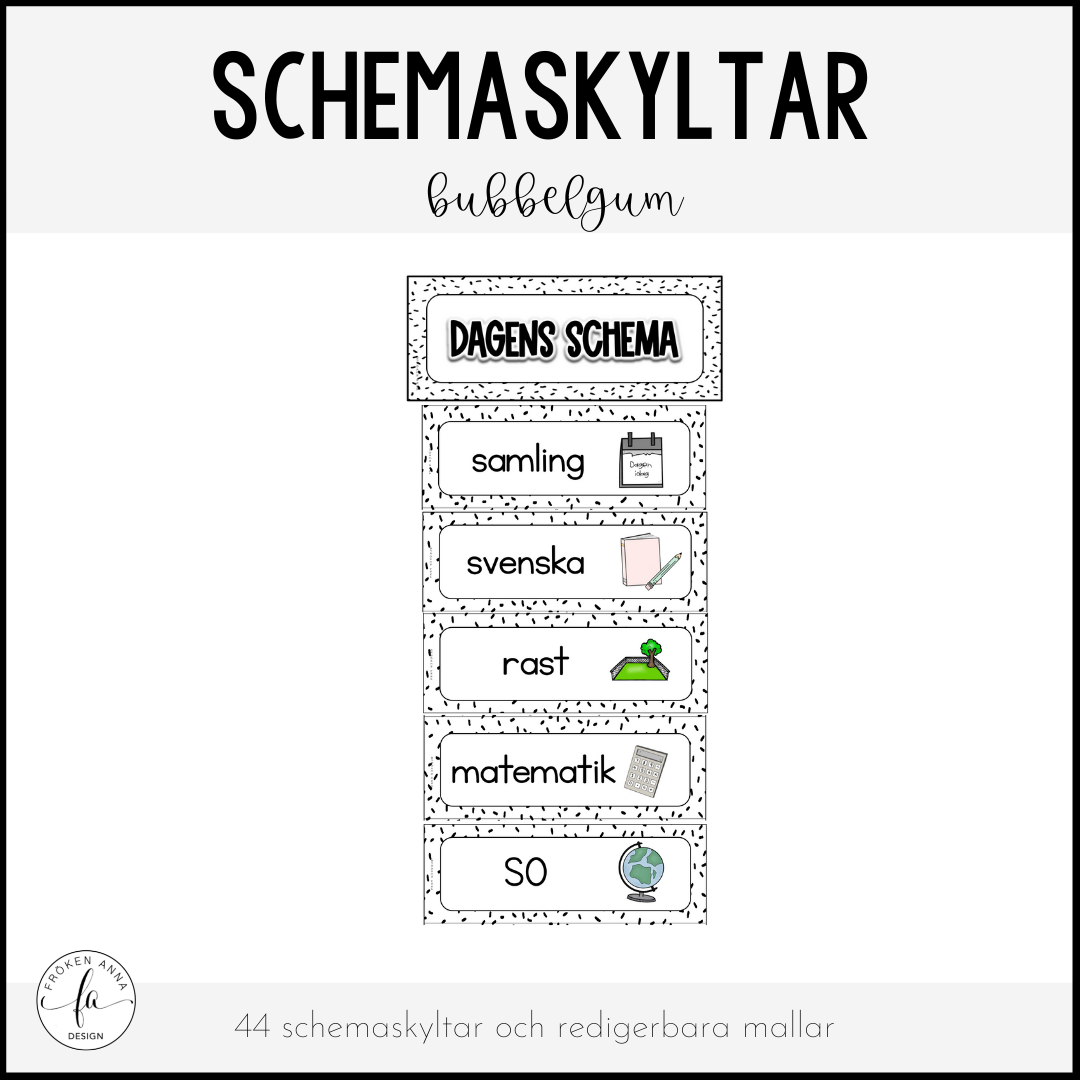 Stilrena, redigerbara schemaskyltar