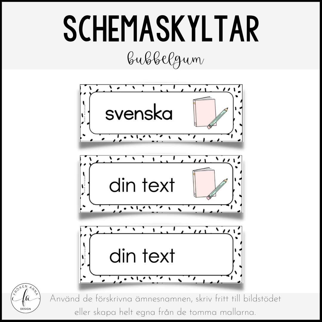 Stilrena, redigerbara schemaskyltar