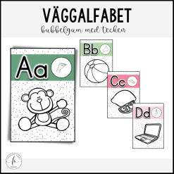 Väggalfabet med TAKK tecken som stöd