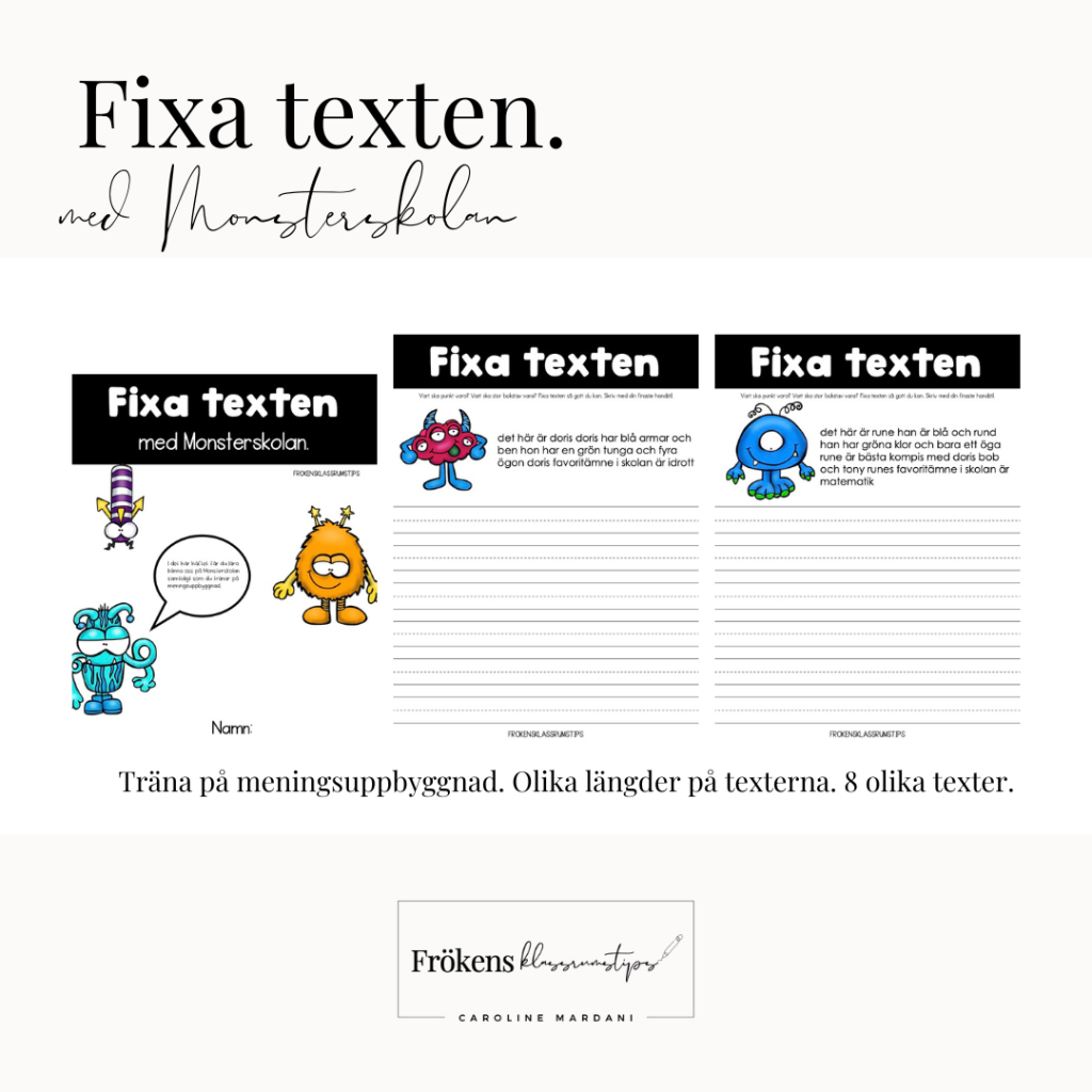 Fixa texten – Monsterskolan