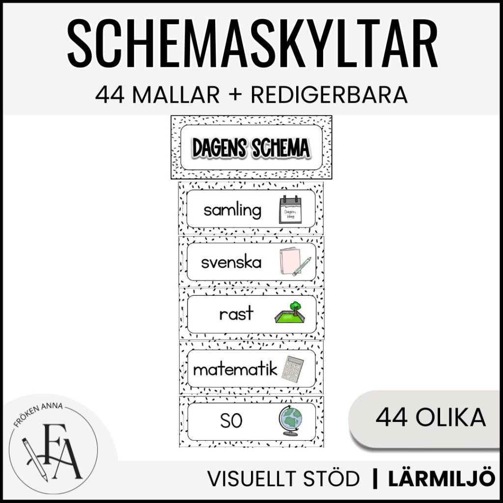 Stilrena, redigerbara schemaskyltar