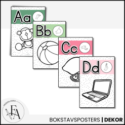 Väggalfabet med TAKK tecken som stöd