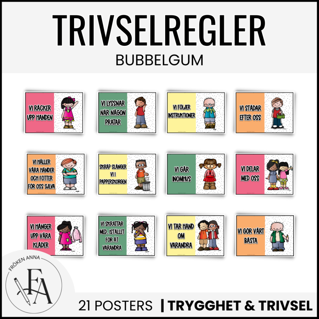Trivselregler / Klassregler (tema bubbelgum)