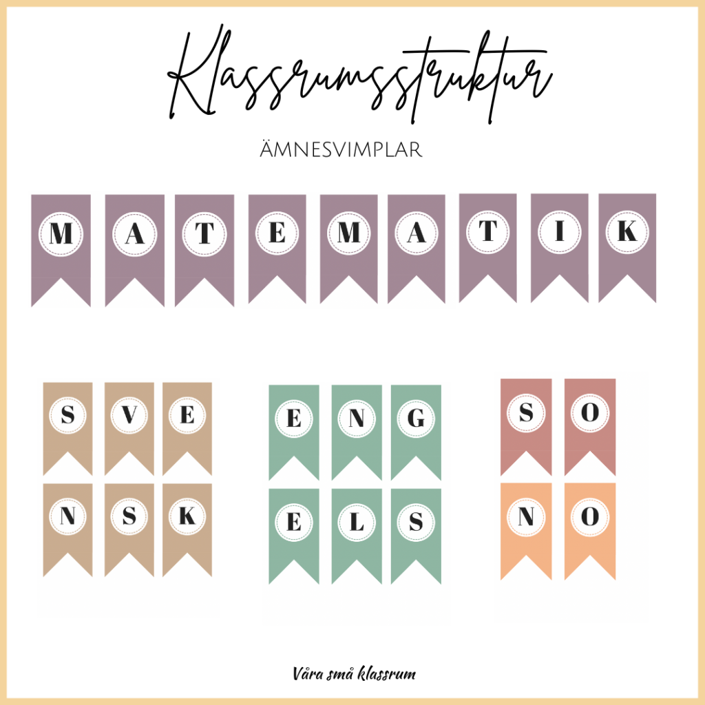Klassrumsstruktur – Ämnesvimplar