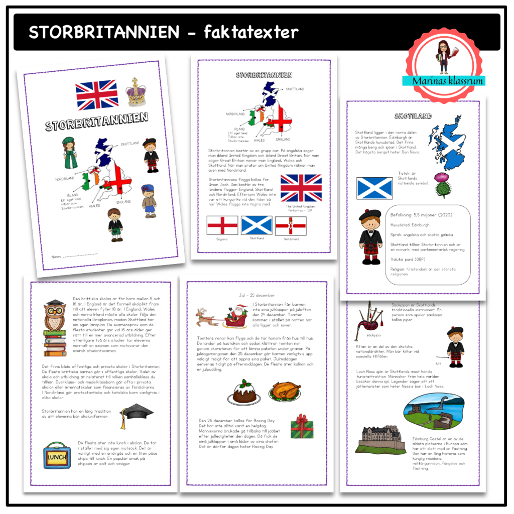 Storbritannien – faktatexter svensk text