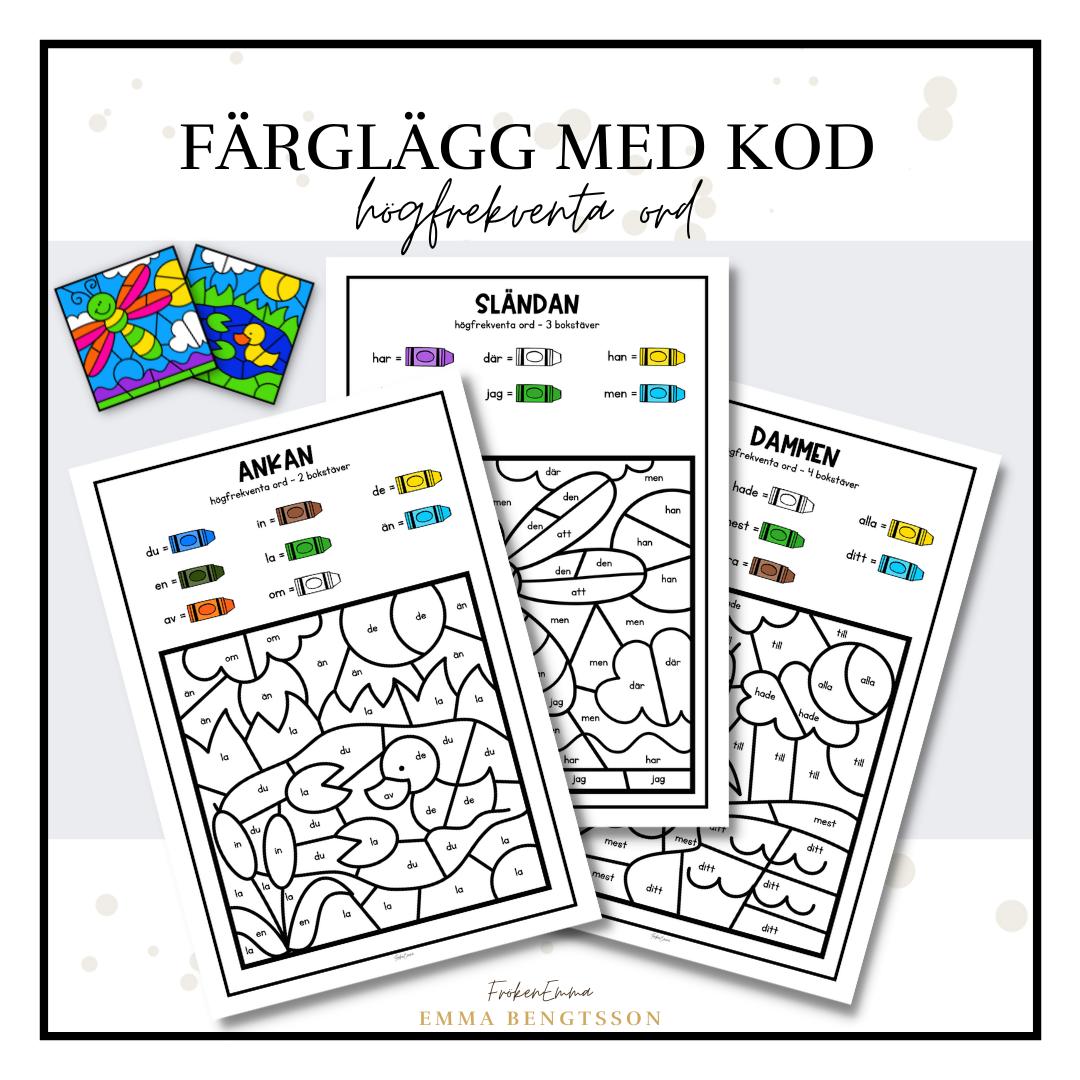 Färglägg med kod högfrekventa ord