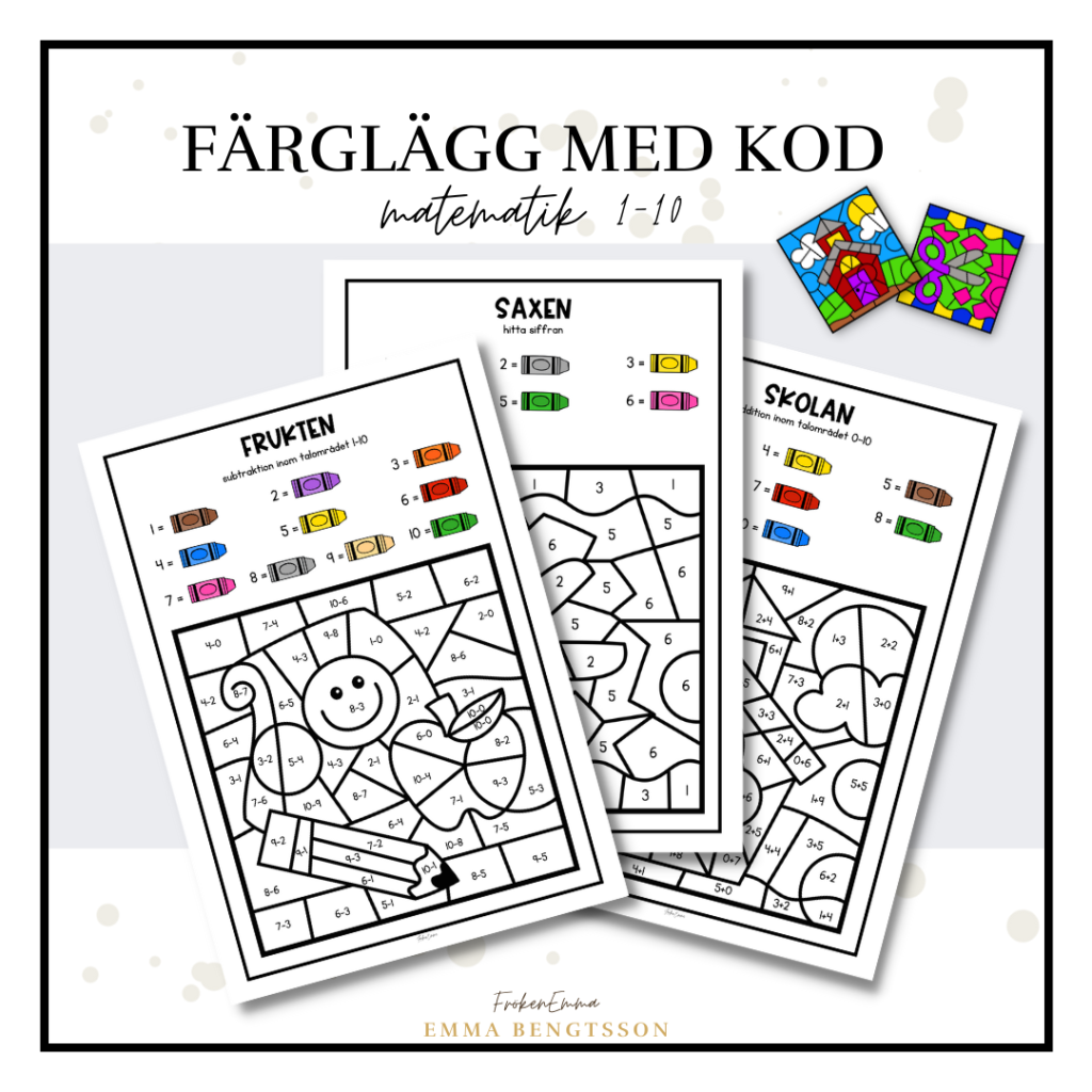 Färglägg med kod matematik 1-10
