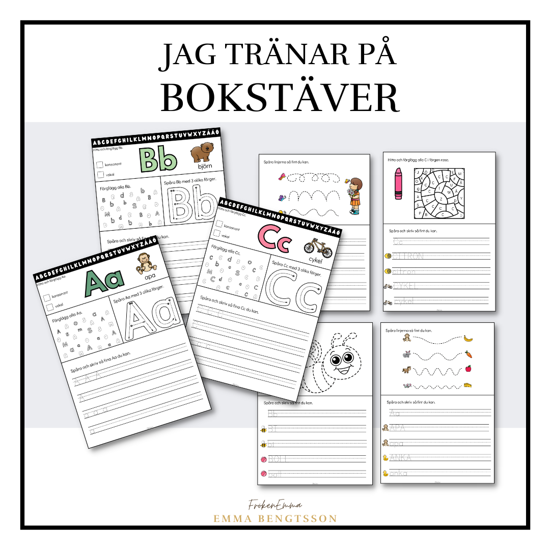 Jag tränar på bokstäver