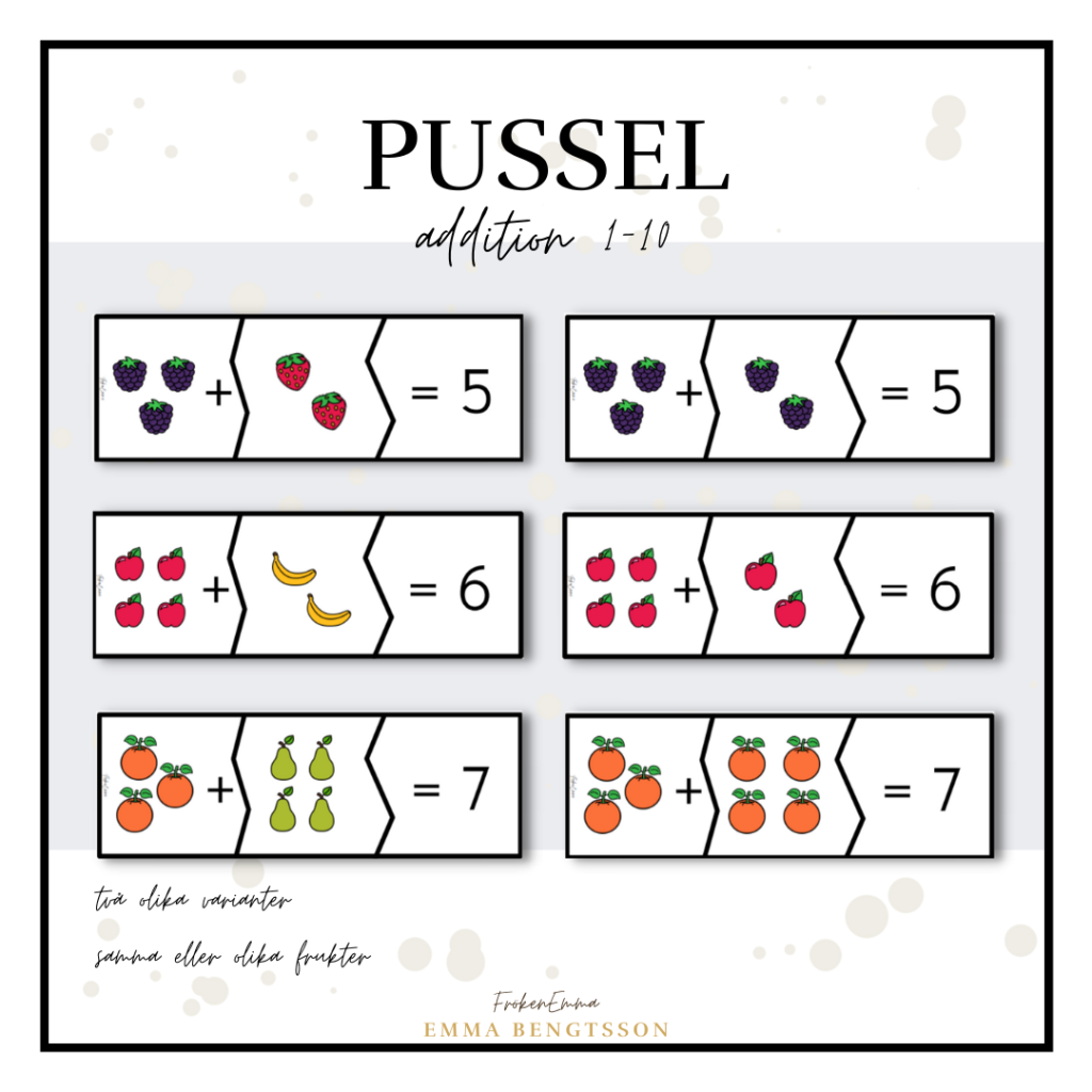 Pussel – addition 1-10