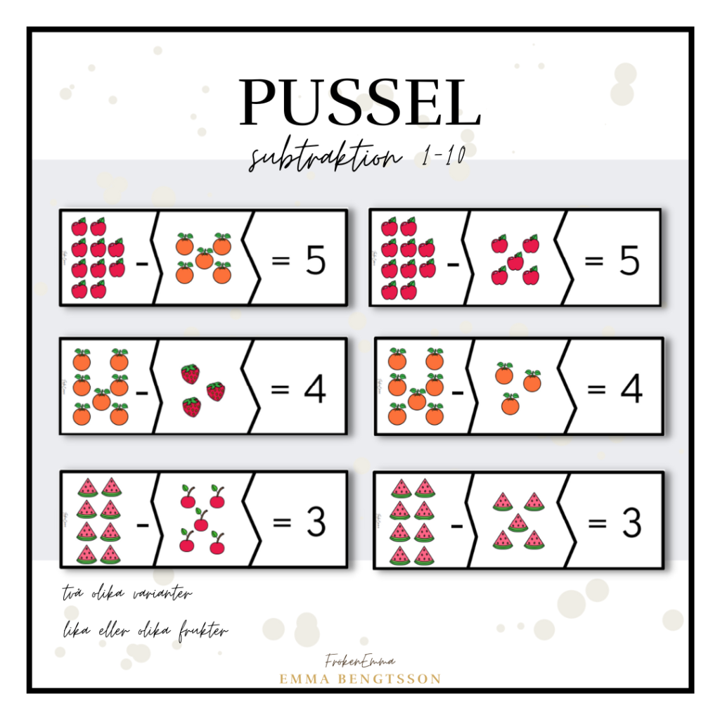 Pussel subtraktion 1-10