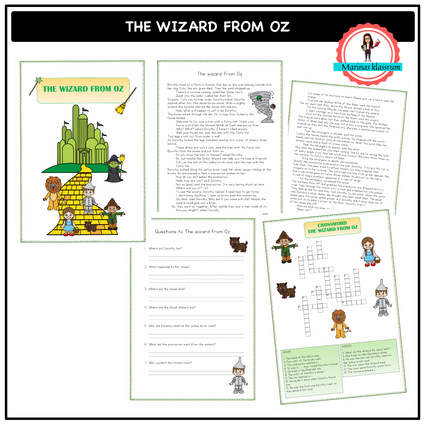 The Wizard from OZ - worksheets to a classic story