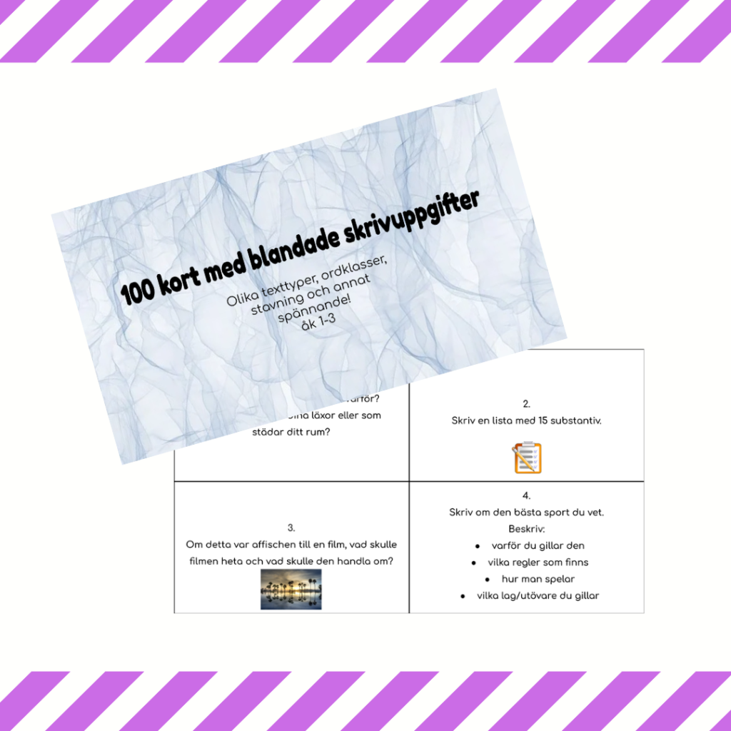 100 blandade skrivuppgifter för årskurs 1-3