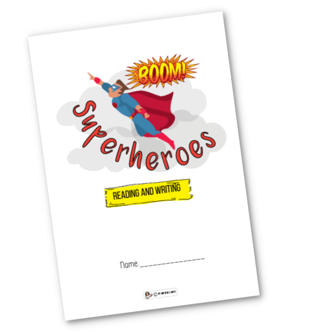 Superheroes - reading and writing worksheet