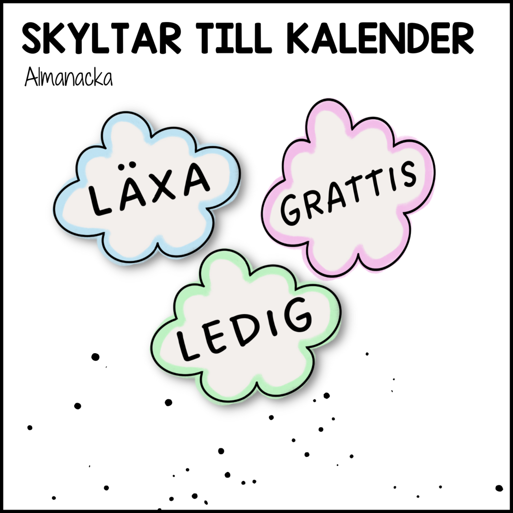 Skyltar till väggkalender
