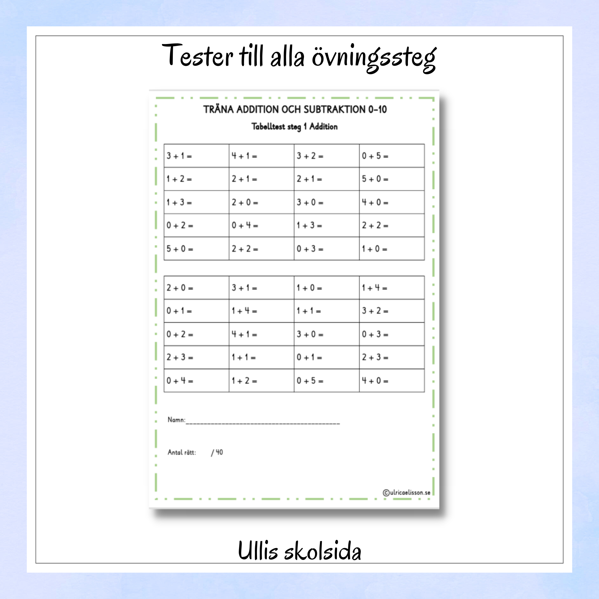 Träna addition och subtraktion 0-10