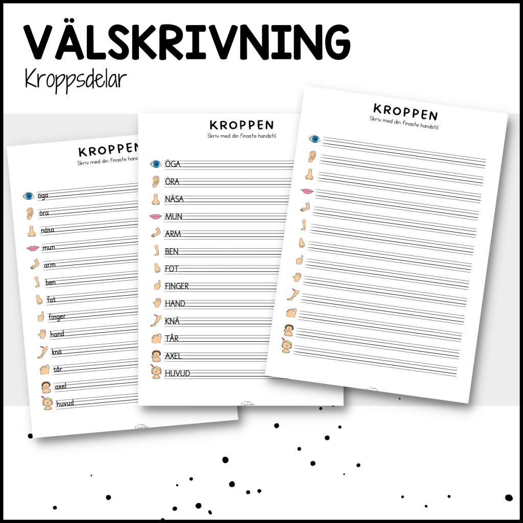Välskrivning: kroppsdelar