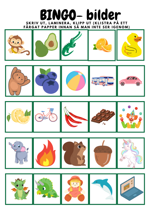 Lässpel- Bingo & Lotto med bokstäverna ABCDE