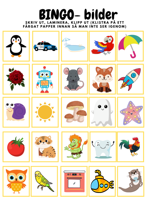 Lässpel- Bingo & Lotto med bokstäverna PRSTU