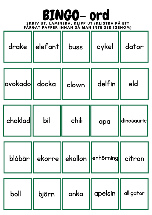 Lässpel- Bingo & Lotto med bokstäverna ABCDE
