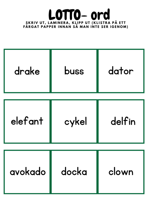 Lässpel- Bingo & Lotto med bokstäverna ABCDE