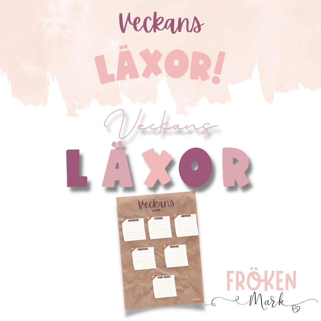 Veckans läxor (Rosa och lila toner)