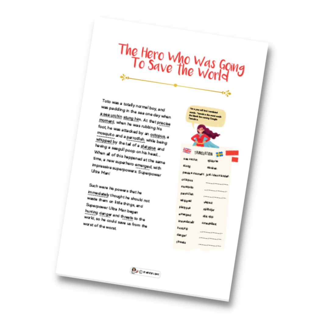 Superheroes - reading and writing worksheet