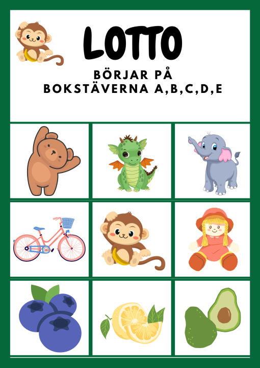 Lässpel- Bingo & Lotto med bokstäverna ABCDE