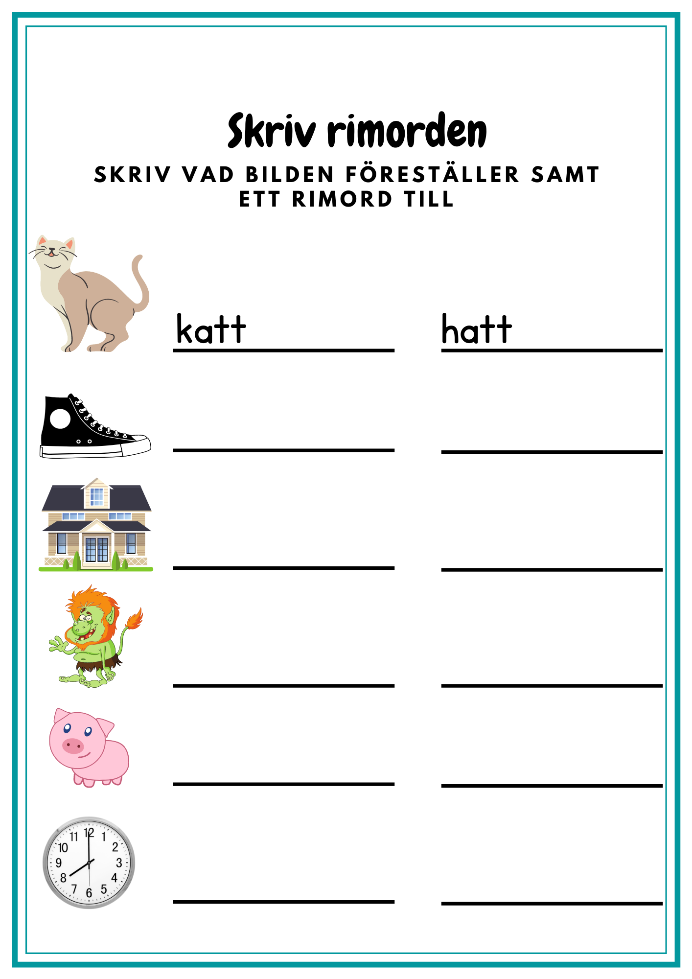 Häfte- träna på rimord