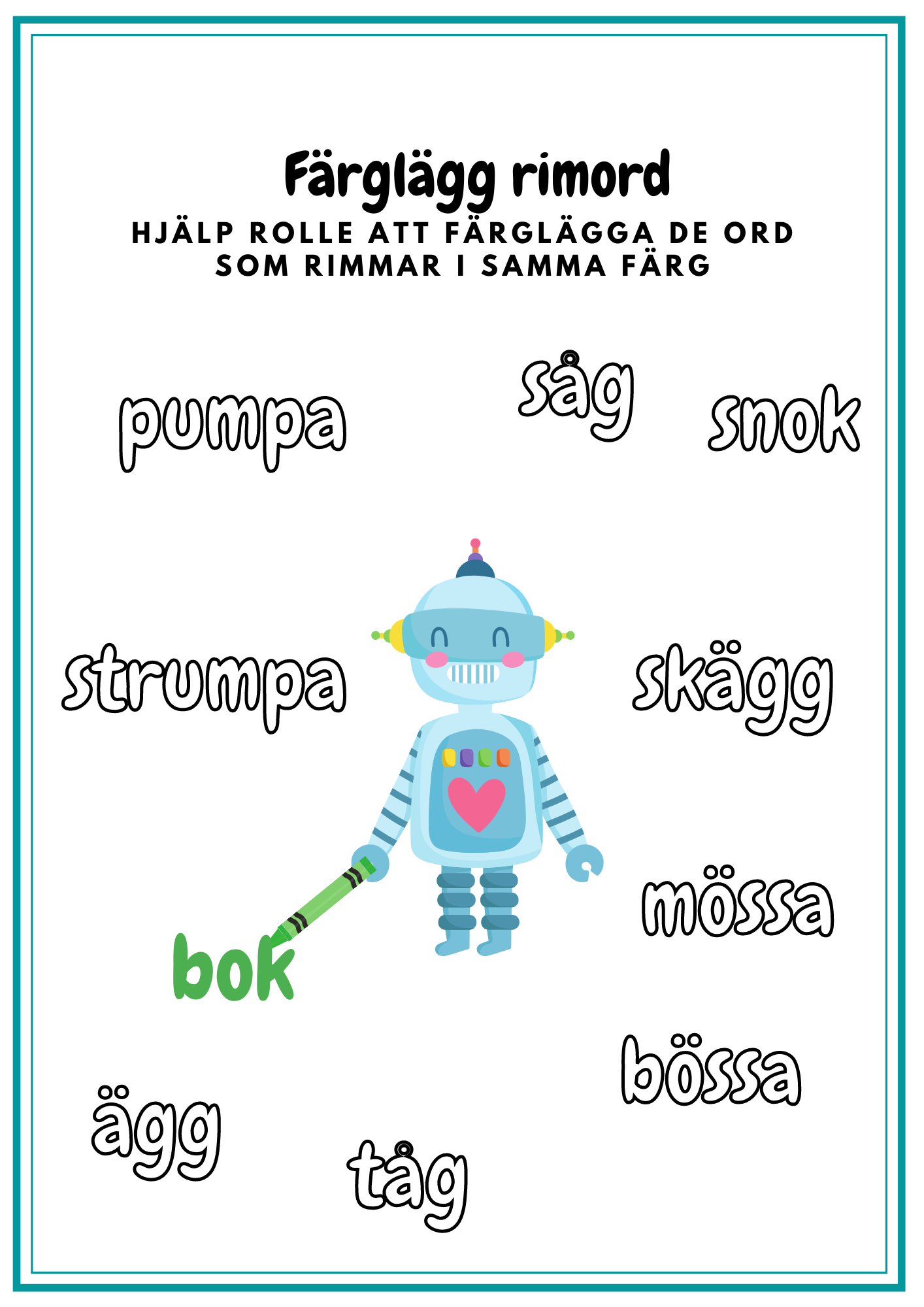 Häfte- träna på rimord