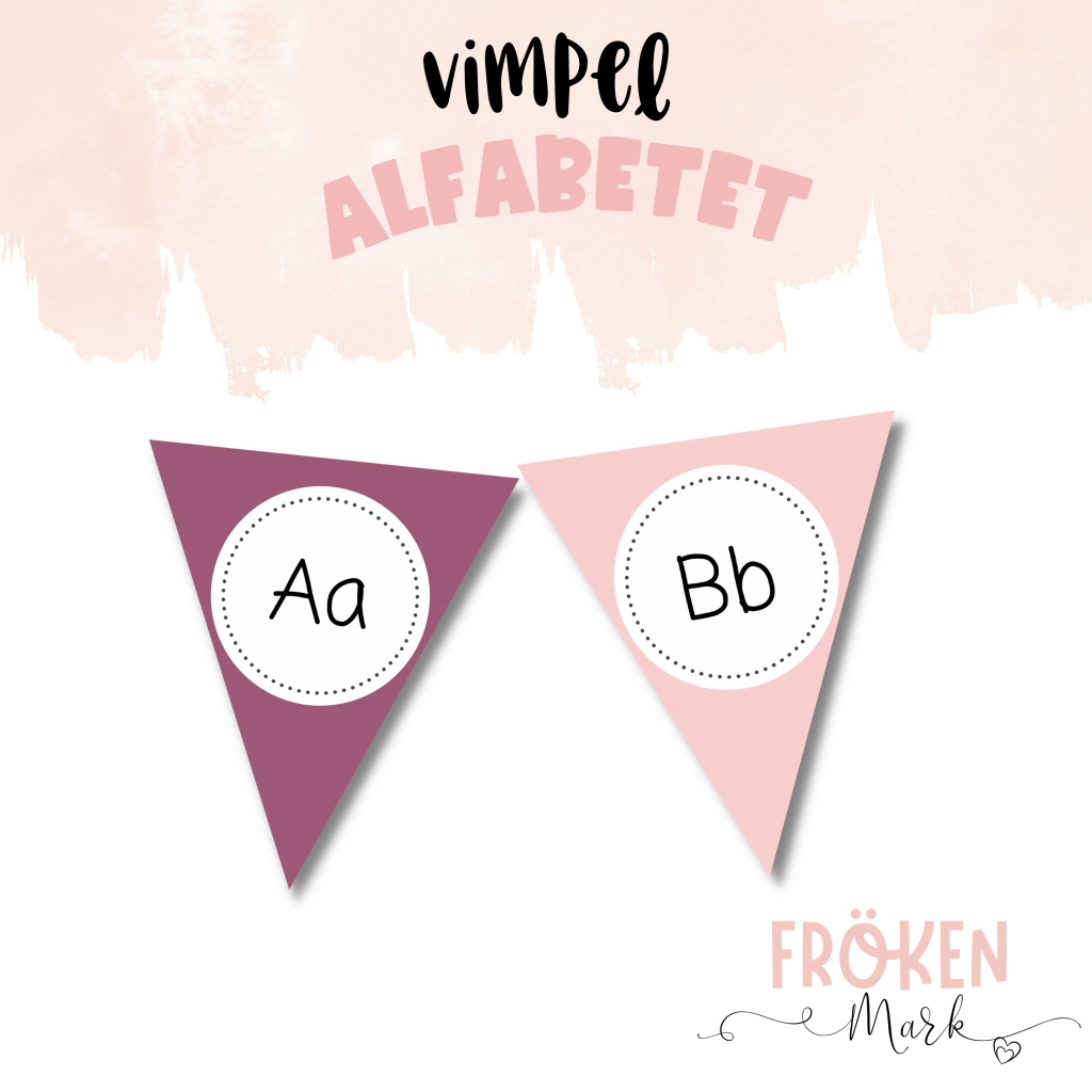 Vimpel: Alfabetet (Rosa och lila toner)